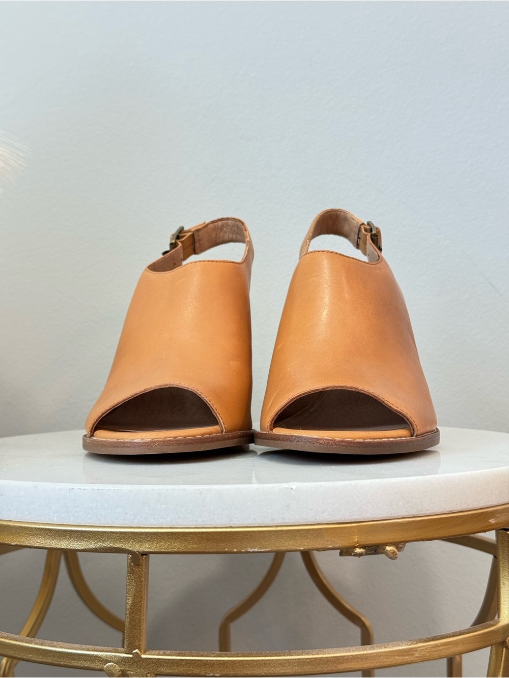 Madewell Cognac Slingback Open-Toe Block Heel Sandals Sz 10 - Picture 4 of 12